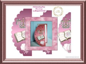 Scalloped Trifold Christening Girl