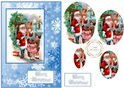 Vintage Santa on Snowflakes