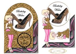 Birthday Leopard Style Rounded Card Front