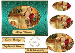 Vintage Santa Oval Embossed