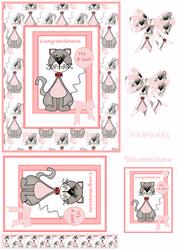 Baby Girl Card Front Layers Bow and Gift Tag