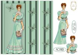 Vintage Lady Flowers and Butterflies
