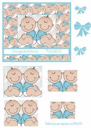 Twin Boys Card Front and Layers