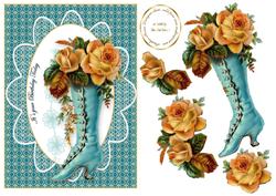 Victorian Boot with Roses on Lace