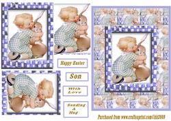 Boy and Bunny Card Front