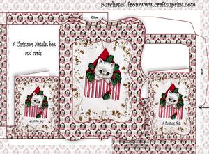 Cute Christmas Kitty Notelet Kit
