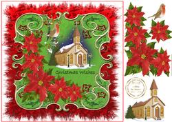8x8 Poinsettia and Robin