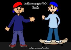 Skateboarder and Plain