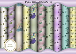 Daisies Bees and Butterfly Paper Mix