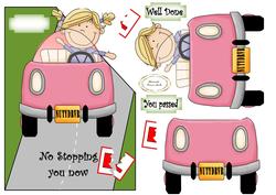 Girl Driving Test Passed Over the Corner