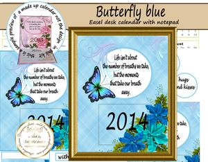 Butterfly Blue Easel Calendar