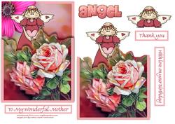 Floral Angel Rose Card Front and Layers