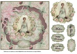 Victorian Lady with Roses and Butterflies