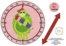 2x Table Clock Turtle Pink