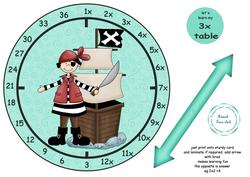 3x Table Pirate Clock