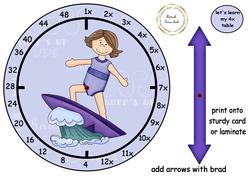 4x Table Surf Girl Clock