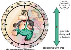 5x Table Happy Hippo Clock