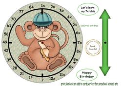 7 Times Table Clock Monkey Boy