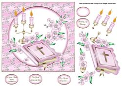 Pink Bible and Blossoms Christening/communion