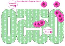 50 Shape Card in Green with Flowers