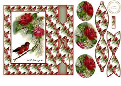 Birds Bow and Roses