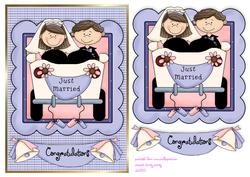 Wedding Car Couple Card Front and Layers