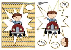 Boy in a Car with Ages 1,2,3