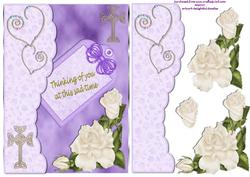 Gold Cross and Roses Sympathy Card