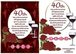 Ruby Roses on Satin with Verse