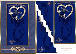 Royal Blue Engaged Heart with Ribbons
