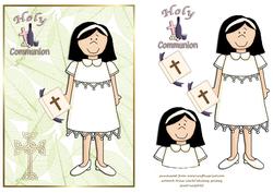 Girl Communion Card Front and Layers