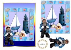 Nautical Lighthouse and Boat with Shells