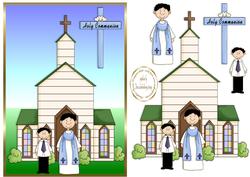 Boy Communion Card Front and Layers