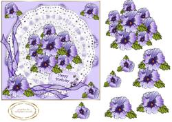 Pansies on Lace Square Card Front and Layers