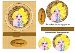 Birthday Girl Card Front and Round Pyramid