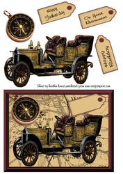 Vintage Car on Map Male Card Front