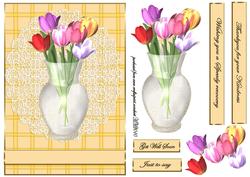 Vase of Tulips on Lace