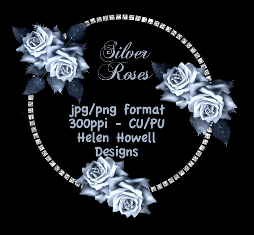 Silver Roses - Digital Embellishments 