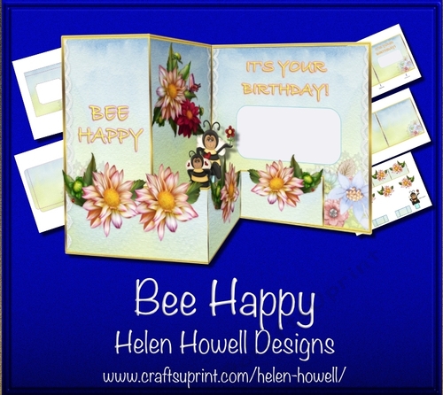 Bee Happy 2 - Z Fold Card with inside bars. 