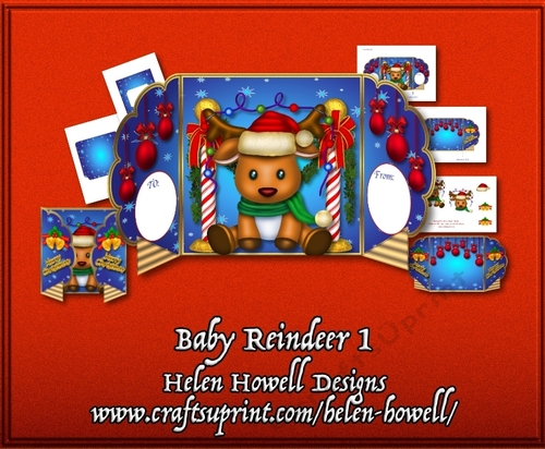 Baby Reindeer 1 -Ruffled Gatefold Card