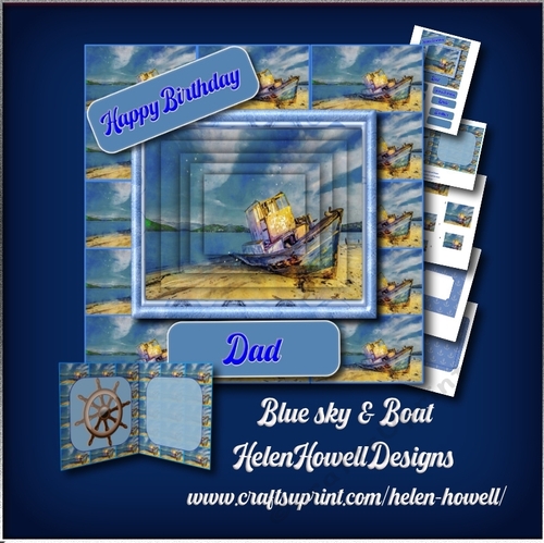 Blue Sky & Boat - Pyramid Card