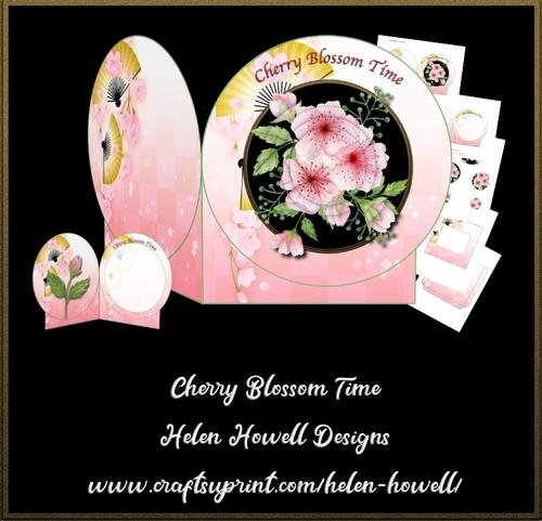 Cherry Blossom Time - Cut & Fold Card with Pyramid Decoupage  