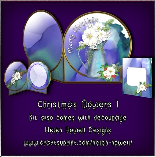 Christmas Flowers 1 - Cut and Fold Card