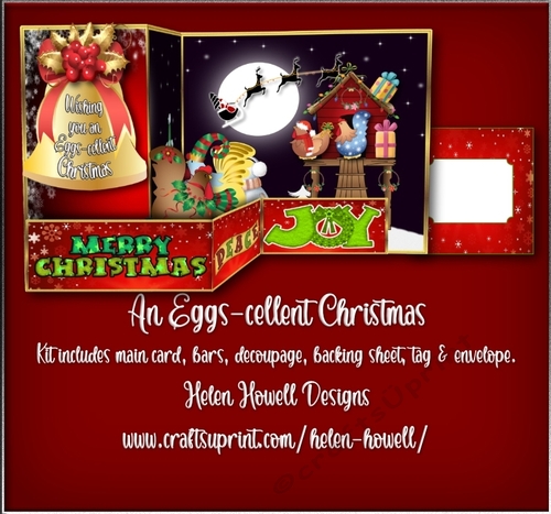 An Eggs-cellent Christmas  - Z fold Card with pop up bars. 