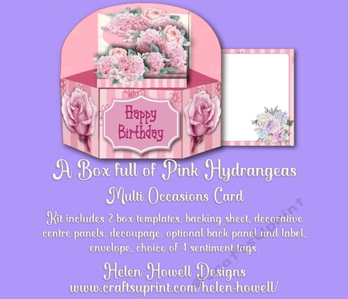 A Box full of Pink Hydrangeas - Hexagonal Pop Up Box - Multi Occasions 