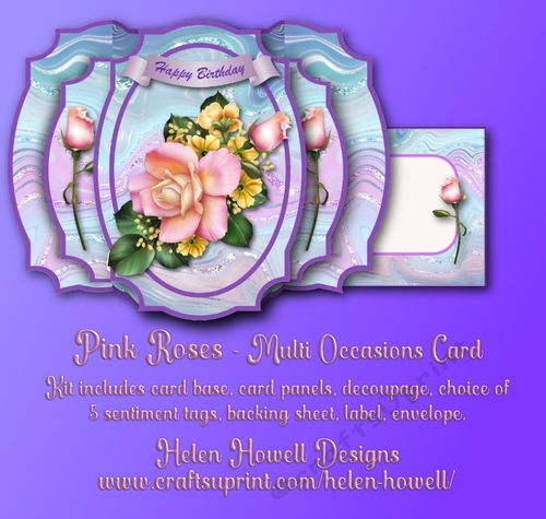 Pink Roses - Double Pop Out  - Multi Occasions Card