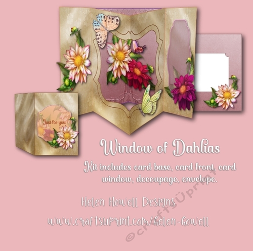 Window of Dahlias - Multi Occasions Card  - Window Card