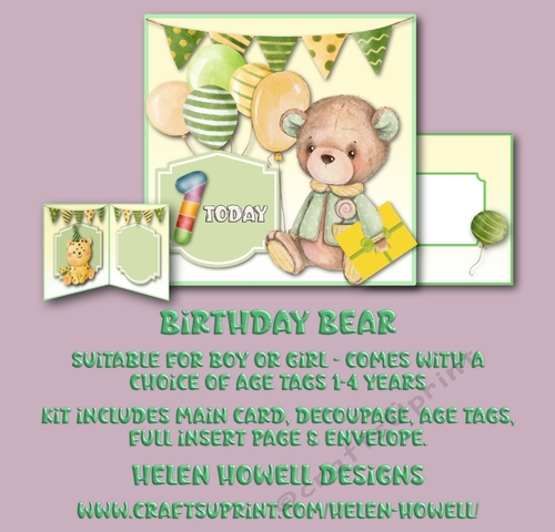 Birthday Bear - Suitable for both boy or girl - Ages 1 -4 years