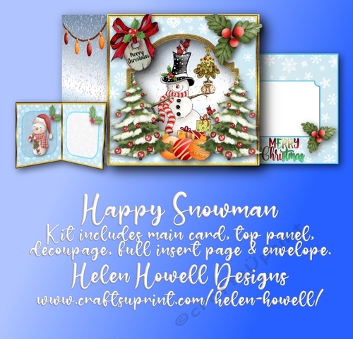 Happy Snowman - Cut & Fold Card with stand out Front Panel