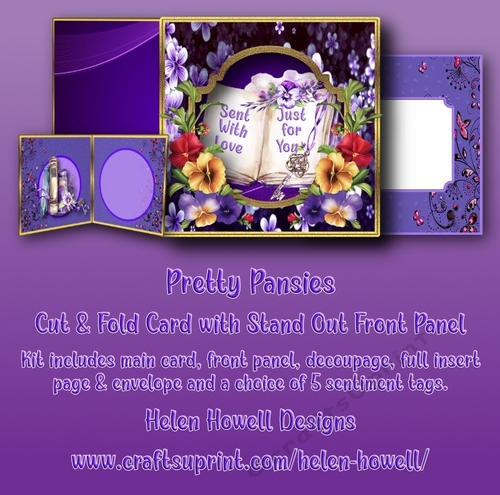 Pretty Pansies - Cut & Fold Card with Stand Out Panel - Multi Occasions